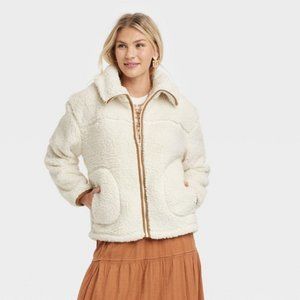 Women's Sherpa Anorak Jacket, Size L, Universal Thread